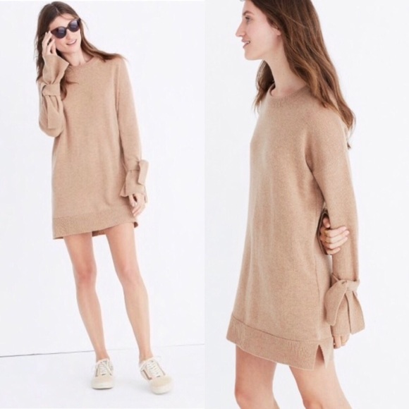 Madewell Dresses & Skirts - Madewell Camel 100% Merino Wool Sweater Dress